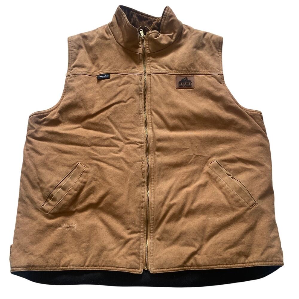 Old Mill Men's XXL 2XL Work Vest Brown Thinsulate Lined Full Zip menards